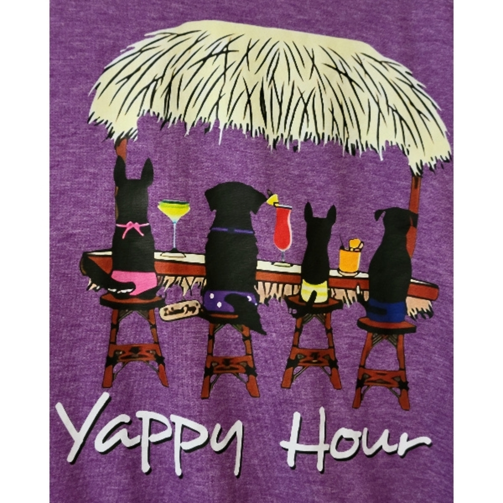 Dog Lover graphic Tee T Shirt Yappy Hour Tiki Bar Purple 3X Xxxl 3xl New W/O Tag